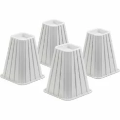 Honey-Can-Do 6-1/2"L x 6-1/2"W Tall Bed Risers, Ivory, Plastic, Fits Up To 2-3/4" Diameter Post, 4 Pack