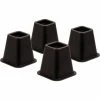 Honey-Can-Do 6-1/2"W x 6-1/2"L Square Bed Risers, Black, Plastic, Fits Up To 2-3/4" Diameter Post, 4 Pack -Mounts popular shop HCD STO 01136