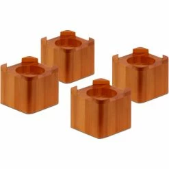 Honey-Can-Do 4-1/4"L x 4-1/4"W Stackable Bed Risers - Light Finish, Fir Wood, Fits Up to 2-3/4" Diameter