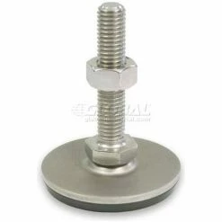 J.W. Winco Leveling Foot W/Plastic Cap, 5/8-11 x 3.93" Stud, 1.57" Base Dia, 4.73"H, 1800 Lbs. Cap, 304 SS
