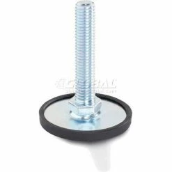 J.W. Winco Leveling Foot W/Plastic Cap, 5/8-11 x 3.93" Stud, 2.36" Base Dia, 4.69"H, 2700 Lbs. Cap, Steel