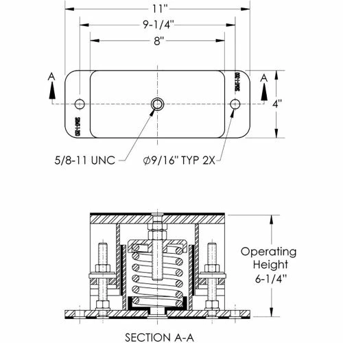 Vibrasystems Vibra Systems Inc. SRMF-1-354-142 1" Deflection Seismic Restrained Spring Mount Isolator W/ Flat Top 4 Vibrasystems Vibra Systems Inc. SRMF-1-354-142 1" Deflection Seismic Restrained Spring Mount Isolator W/ Flat Top - Image 2