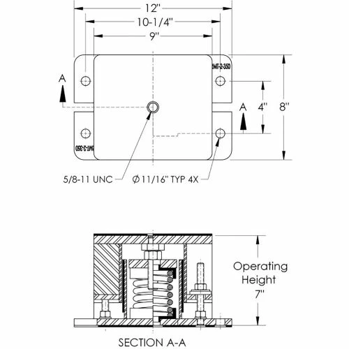 Vibrasystems Vibra Systems Inc. SRMF-2-409-150 2" Deflection Seismic Restrained Spring Isolator W/ Flat Top 4 Vibrasystems Vibra Systems Inc. SRMF-2-409-150 2" Deflection Seismic Restrained Spring Isolator W/ Flat Top - Image 2