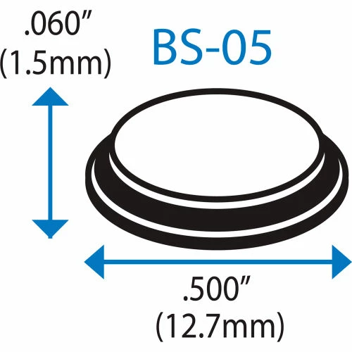 Bumper Specialties Non-Skid Rubber Feet - Cylindrical Flat Top - Black - 0.060" H x 0.500" W - BS05 - Pkg of 5000 4 Bumper Specialties Non-Skid Rubber Feet - Cylindrical Flat Top - Black - 0.060" H x 0.500" W - BS05 - Pkg of 5000 - Image 2